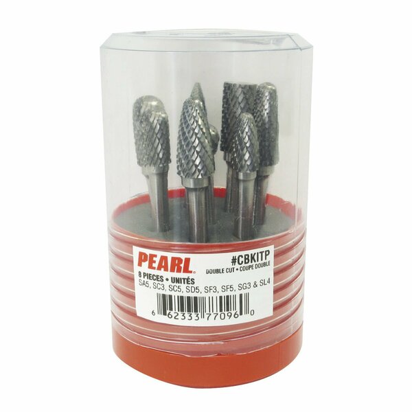 Pearl Premium Double Cut Carbide Bur Kit 8 Pieces CBKITP